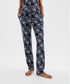 GEMO Pantalon de pyjama fluide femme Bleu