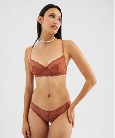 GEMO Culottes en dentelle et tulle femme (lot de 2) marron standard