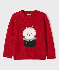GEMO Pull de Noël en maille douce et chaude fille rouge standard
