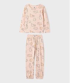 GEMO Pyjama en coton motifs animaux fille Rose