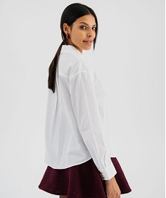 chemise manches longues droite en coton a boutons dores fantaisie femme[missing] blanc vif chemisiersJ990201_3
