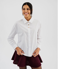 chemise manches longues droite en coton a boutons dores fantaisie femme[missing] blanc vif chemisiersJ990201_4