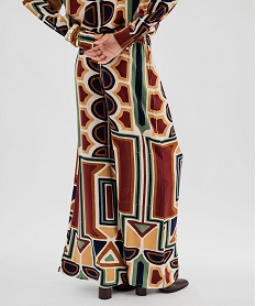 pantalon fluide imprime femme[missing] brun pantalonsJ990801_3