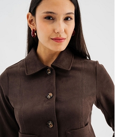 veste courte en velours peau de peche femme[missing] brun vestesJ991001_2
