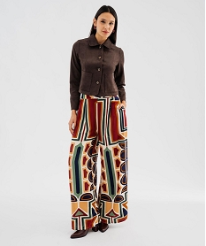 veste courte en velours peau de peche femme[missing] brun vestesJ991001_4