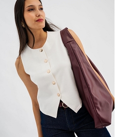 GEMO Gilet de costume sans manches à boutons dorés femme blanc standard