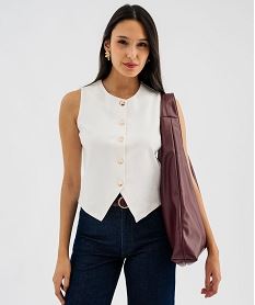 gilet de costume sans manches a boutons dores femme blanc standard debardeursJ992301_2