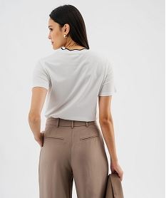 tee-shirt manches courtes a col fantaisie femme blanc standard t-shirts manches courtesJ993001_3