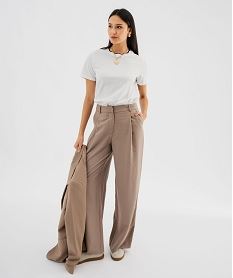 tee-shirt manches courtes a col fantaisie femme blanc standard t-shirts manches courtesJ993001_4