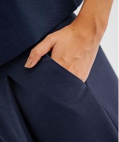 pantalon fluide coupe large a pinces femme bleu pantalonsJ993601_2