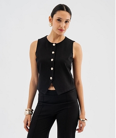 GEMO Gilet de costume sans manches à boutons dorés femme noir standard
