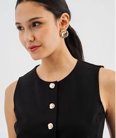 gilet de costume sans manches a boutons dores femme noir standard debardeursJ997001_2