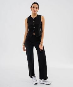 gilet de costume sans manches a boutons dores femme noir standard debardeursJ997001_4