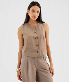 GEMO Gilet de costume sans manches femme Brun