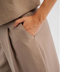 pantalon fluide coupe large a pinces femme brun pantalonsJ997601_2