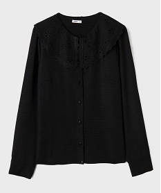 GEMO Chemise avec grand col en broderie anglaise femme noir standard