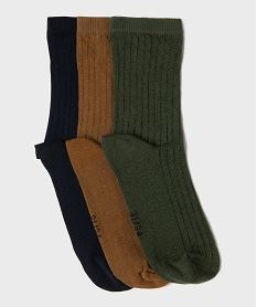 GEMO Chaussettes en maille côtelée garçon (lot de 3) vert standard