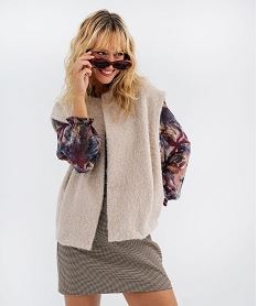 GEMO Gilet sans manches coupe oversize femme beige standard