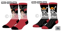 GEMO Chaussettes imprimées homme en boite cadeau (lot de 2) - Freegun x One Piece noir standard