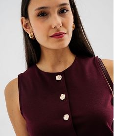 gilet de costume sans manches a boutons dores femme violet debardeursK005501_4