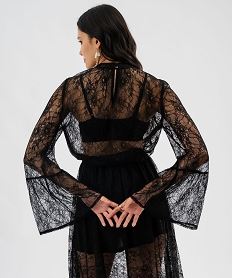 blouse manches longues en dentelle transparente femme noir standard t-shirts manches longuesK006601_3