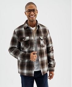 GEMO Sur-chemise à carreaux avec doublure matelassée homme - Roadsign Brun