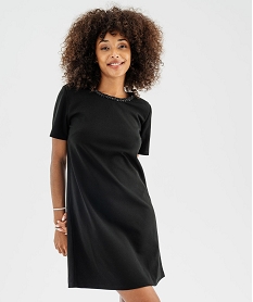 GEMO Robe manches courtes coupe droite et courte femme noir standard
