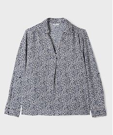 GEMO Chemise manches longues imprimée en maille gaufrée femme grande taille Bleu