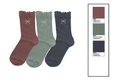 GEMO Chaussettes avec motif noeud et finitions froncées fille (lot de 3) Rose