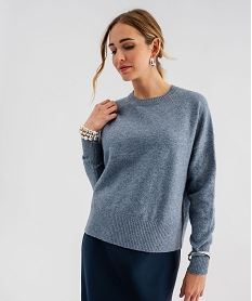 GEMO Pull à col rond coupe oversize femme Bleu
