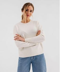 GEMO Pull à col rond coupe oversize femme Beige