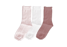 GEMO Chaussettes hautes en maille fantaisie fille (lot de 3) Rose