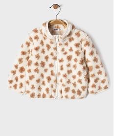 GEMO Sweat zippé en sherpa bébé fille Beige