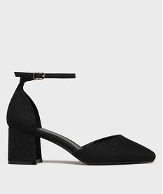 GEMO Escarpins pailletés à talon large et bout pointu femme - Valentina Baldano noir standard