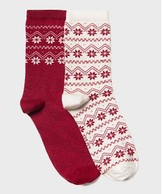GEMO Chaussettes spéciales Noël femme (lot de 2) Rouge