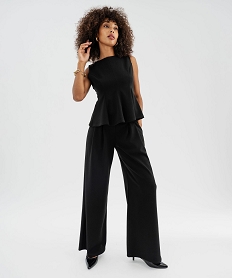 GEMO Pantalon de costume large uni femme noir standard
