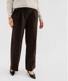 GEMO Pantalon large en velours côtelé femme Brun