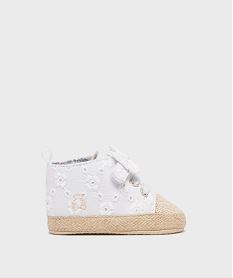 GEMO Chaussons de naissance tennis en toile brodée bébé fille - LuluCastagnette blanc standard