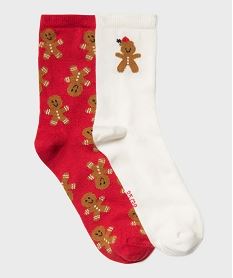 GEMO Chaussettes motifs bonhommes en pain d’épices fille (lot de 2) Rouge