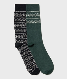 GEMO Chaussettes avec motifs hiver homme (lot de 2) Bleu