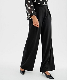 GEMO Pantalon de tailleur coupe large avec ceinture fine femme noir standard