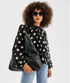 GEMO Blouse à pois en voile avec lien dans le dos femme Noir