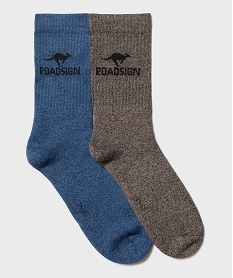 GEMO Chaussettes épaisses tige haute homme - Roadsign (lot de 2) bleu standard