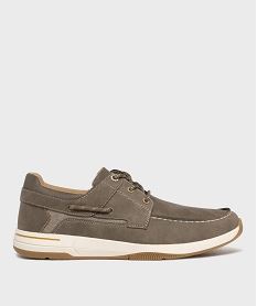 GEMO Chaussures bateau à lacets et semelle sport homme Beige