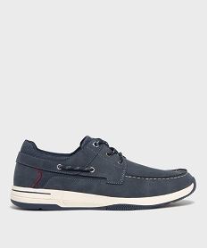GEMO Chaussures bateau à lacets et semelle sport homme Bleu