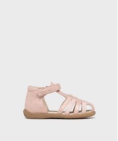 GEMO Sandales à scratch en matière pailletée bébé fille - Lovely Wings rose standard