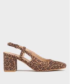 GEMO Escarpins slingback en toile à motifs léopard femme - Follow Me Beige
