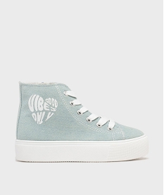 GEMO Baskets montantes en toile à semelle plateforme fille - Lovely Wings Bleu