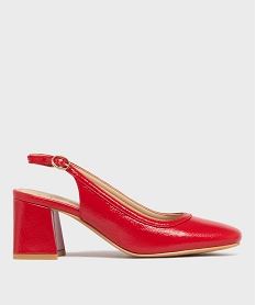 GEMO Escarpins slingback à bout carré femme - Follow Me Rouge