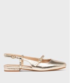 GEMO Ballerines vernies slingback à bout carré et brides femme - Follow Me dore